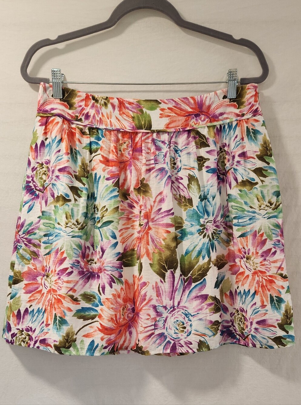 LOFT Linen Blend Floral Skirt Size 10